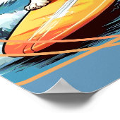 Black and White Border Collie Surfing Poster (Hoek)