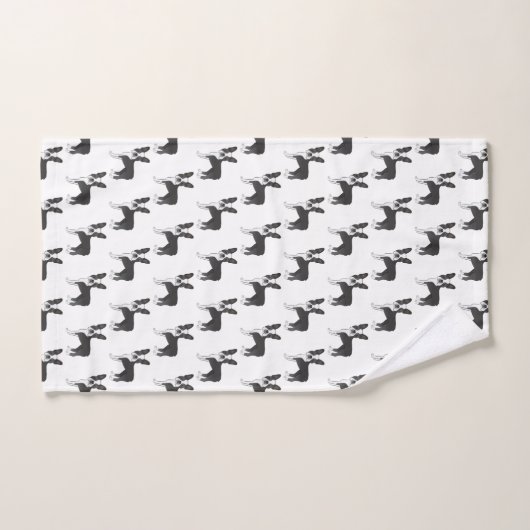 Black and White Boston Terrier Cartoon Dog Pattern Bad Handdoek (Handdoek)