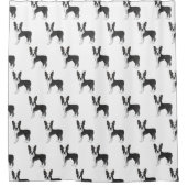 Black and White Boston Terrier Cartoon Dog Pattern Douchegordijn (Voorkant)