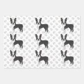 Black and White Boston Terrier Cartoon Dog Pattern Inpakpapier Vel (Voorkant 2)