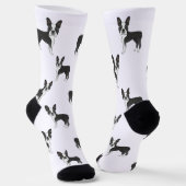 Black and White Boston Terrier Cartoon Dog Pattern Sokken (Gebogen)
