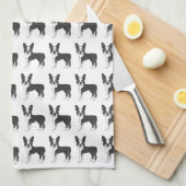 Black and White Boston Terrier Cartoon Dog Pattern Theedoek (Quarter Fold)