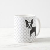Black and White Boston Terrier Cartoon Dog & Paws Koffiemok (Voorkant rechts)