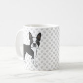 Black and White Boston Terrier Cartoon Dog & Paws Koffiemok (Voorkant links)