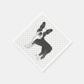 Black and White Boston Terrier Cartoon Dog & Paws Servet (Hoek)