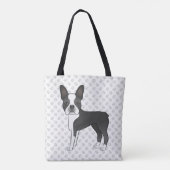 Black and White Boston Terrier Cartoon Dog & Paws Tote Bag (Achterkant)