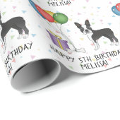 Black and White Boston Terrier Cute Dog - Birthday Cadeaupapier (Rol Hoek)