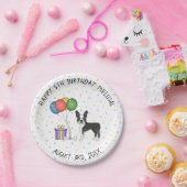Black and White Boston Terrier Cute Dog - Birthday Papieren Bordje (Feest)