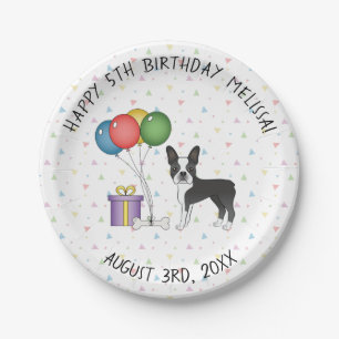 Black and White Boston Terrier Cute Dog - Birthday Papieren Bordje
