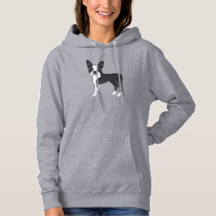 Black and White Boston Terrier Dog Illustratie Hoodie