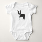 Black and White Boston Terrier Dog Illustratie Romper (Voorkant)