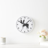 Black and White Boston Terrier Dog Illustratie Ronde Klok (Huis)