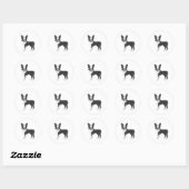 Black and White Boston Terrier Dog Illustratie Ronde Sticker (Vel)