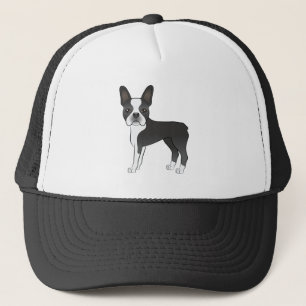 Black and White Boston Terrier Dog Illustratie Trucker Pet