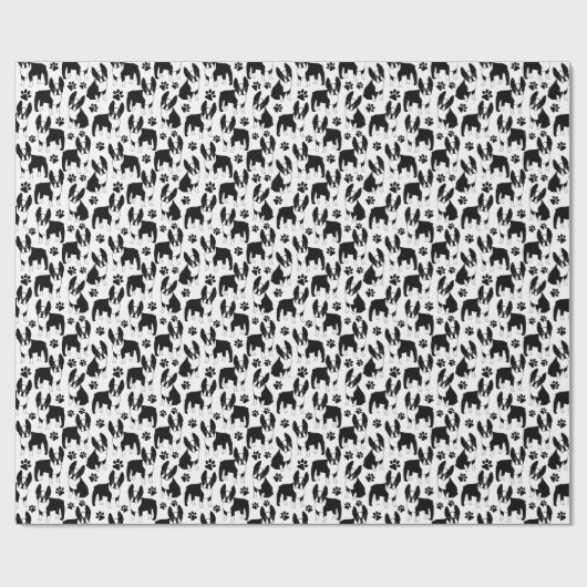 Black and White Boston Terrier Dogs Cadeaupapier (Vlak)