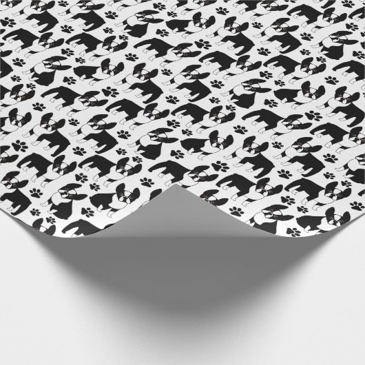 Black and White Boston Terrier Dogs Cadeaupapier (Hoek)