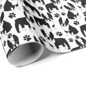 Black and White Boston Terrier Dogs Cadeaupapier (Rol Hoek)