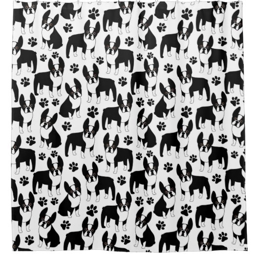 Black and White Boston Terrier Douchegordijn (Voorkant)
