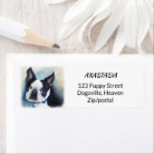 BLACK AND WHITE BOSTON TERRIER ETIKET (Insitu)