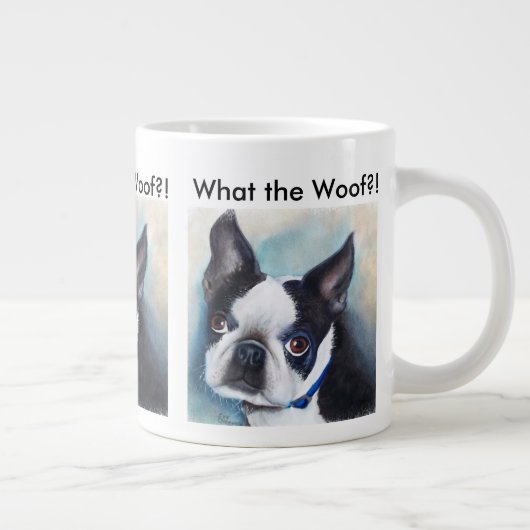 BLACK AND WHITE BOSTON TERRIER GROTE KOFFIEKOP (Rechts)