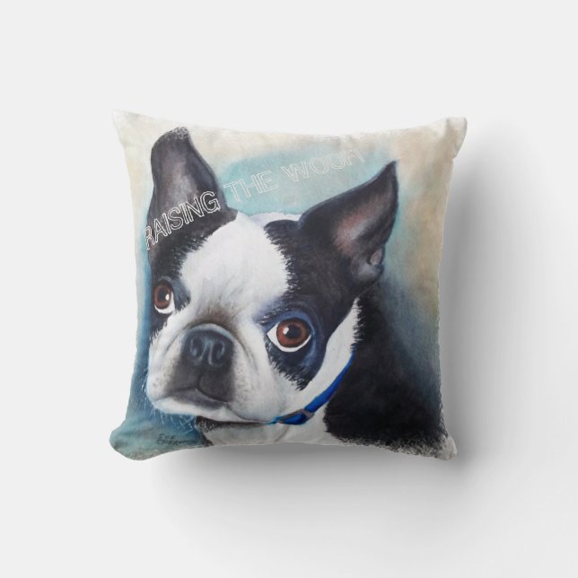 BLACK AND WHITE BOSTON TERRIER KUSSEN (Voorkant)