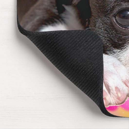 Black and White Boston Terrier Mousepad Muismat (Hoek)