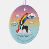 Black and White Boston Terrier Rainbow Memorial Keramisch Ornament (Rechts)