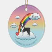 Black and White Boston Terrier Rainbow Memorial Keramisch Ornament (Links)