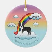 Black and White Boston Terrier Rainbow Memorial Keramisch Ornament (Achterkant)