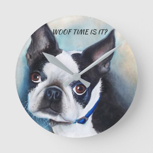 BLACK AND WHITE BOSTON TERRIER RONDE KLOK (Voorkant)