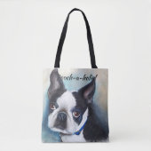 BLACK AND WHITE BOSTON TERRIER TOTE BAG (Voorkant)