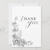Black and White Botanical Daisy Garden Wedding Bedankkaart (Voorkant)