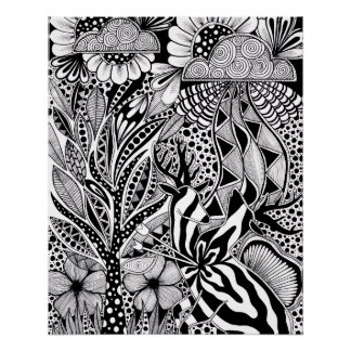 Black and White Botanical Hand-Drawn Art Perfect Poster