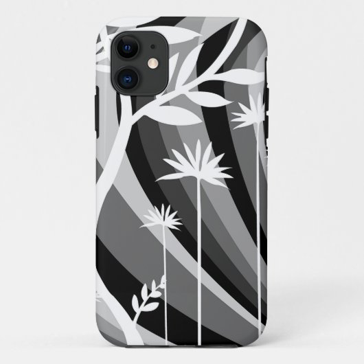 Black and White Botanical Illustration Curved Back Case-Mate iPhone Case (Achterkant)