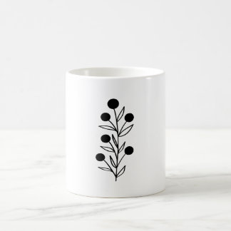 Black and White Botanical Line Art Koffiemok
