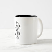 Black and White Botanical Line Art Tweekleurige Koffiemok (Voorkant rechts)