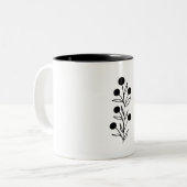 Black and White Botanical Line Art Tweekleurige Koffiemok (Voorkant links)