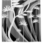 Black and White Botanical Plant Illustration Douchegordijn (Voorkant)