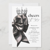 Black and White Bow 30th Birthday Party Kaart (Voorkant)