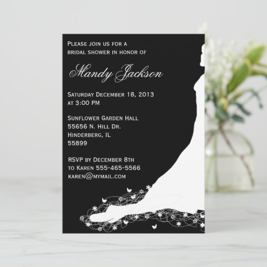 Black and White Bridal Shower-uitnodiging Kaart (Staand voorkant)