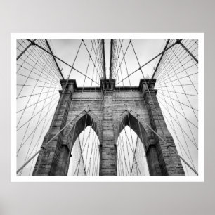 Black and White Brooklyn Bridge close-up Poster