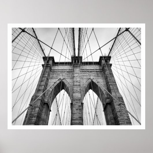 Black and White Brooklyn Bridge close-up Poster (Voorkant)