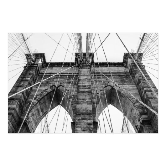 Black and White Brooklyn Bridge Foto NYC Afdruk (Voorkant)