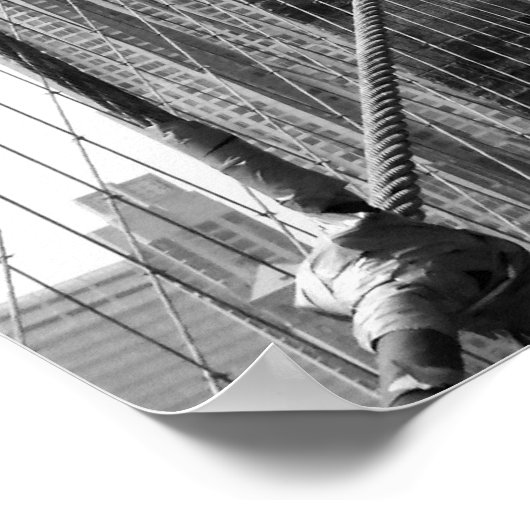 Black and White Brooklyn Bridge met kleurenvlag Poster (Hoek)