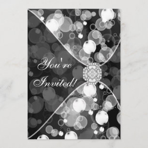 Black and White Bubble Party Invitation Sjabloon Kaart
