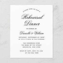 Black and White Budget Rehearal Dinner Invitation
