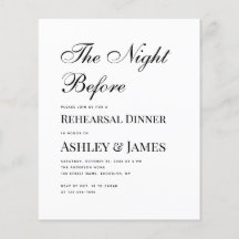 Black and White Budget Rehearal Dinner Invitation