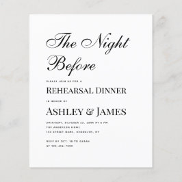 Black and White Budget Rehearal Dinner Invitation