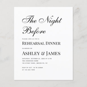 Black and White Budget Rehearal Dinner Invitation