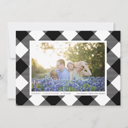 Black and White Buffalo Check Photo Holiday (Voorkant)